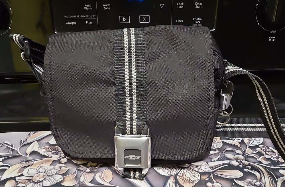 Buckle Down Chevrolet Seatbelt Crossbody Bag Black